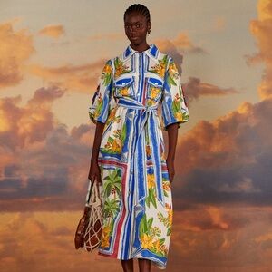 Farm Rio Tropical Destination Belted Midi Dress